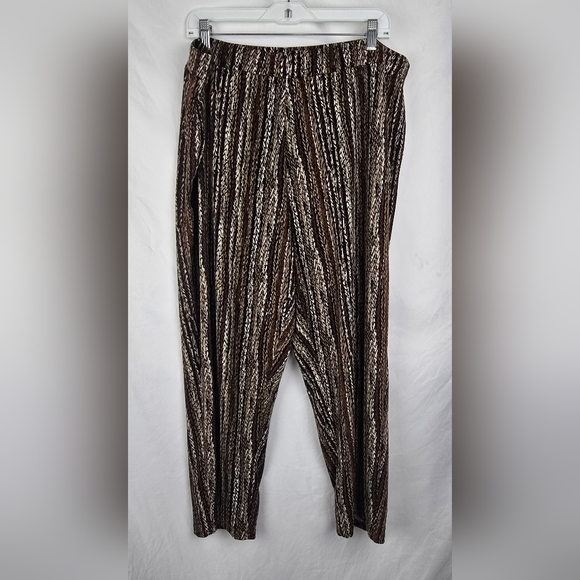 Susan Graver Pants - Susan Graver Printed Liquid Knit Pull On Mature Comfy Travel Pants sz 1X